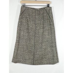 Talbots Petites Skirt 6P Wool Blend Brown Tweed Side Zip Lined